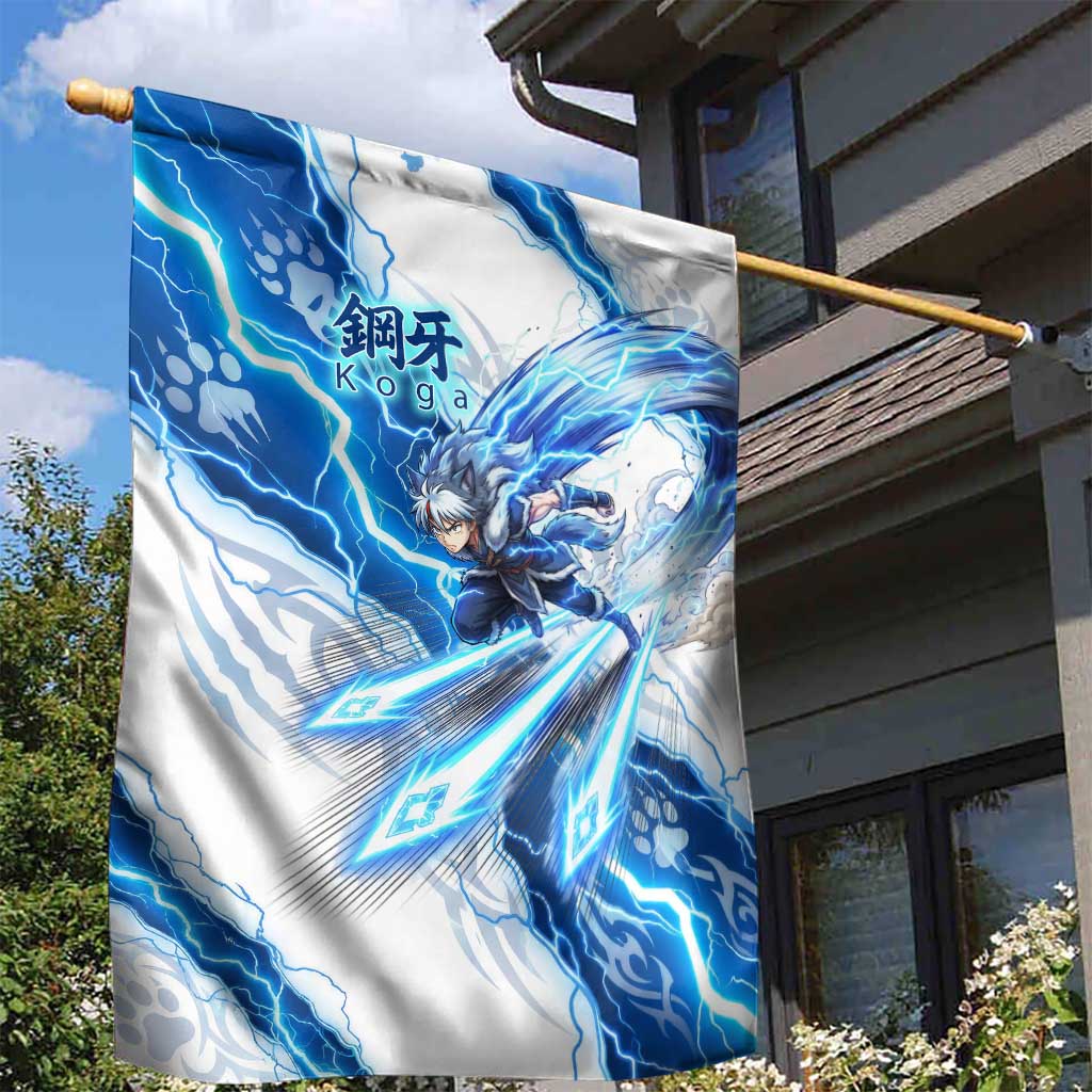 Koga Inuyasha Series Garden Flag Electric Storm Anime Style with Blue Wolf Spirit