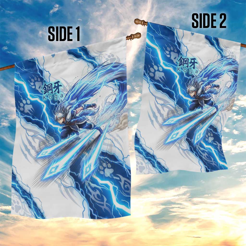 Koga Inuyasha Series Garden Flag Electric Storm Anime Style with Blue Wolf Spirit