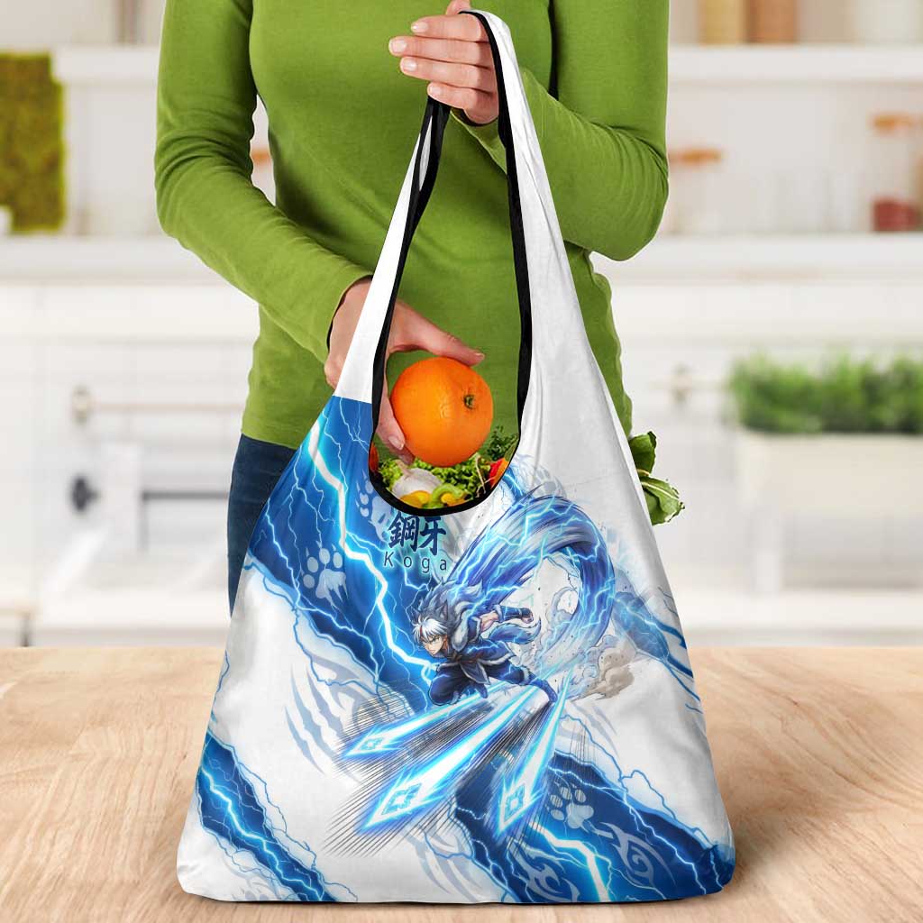 Koga Inuyasha Series Grocery Bag Electric Storm Anime Style with Blue Wolf Spirit