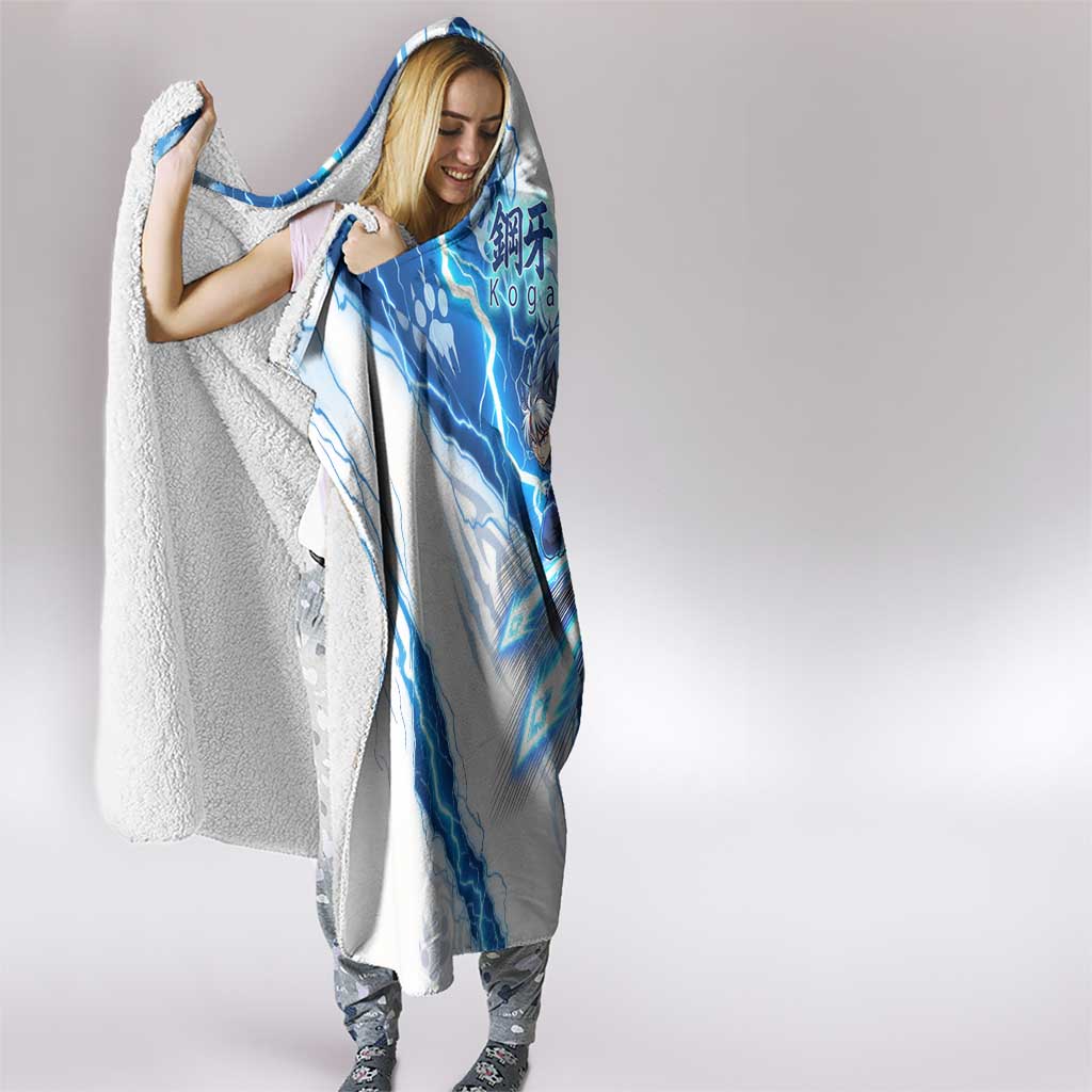 Koga Inuyasha Series Hooded Blanket Electric Storm Anime Style with Blue Wolf Spirit
