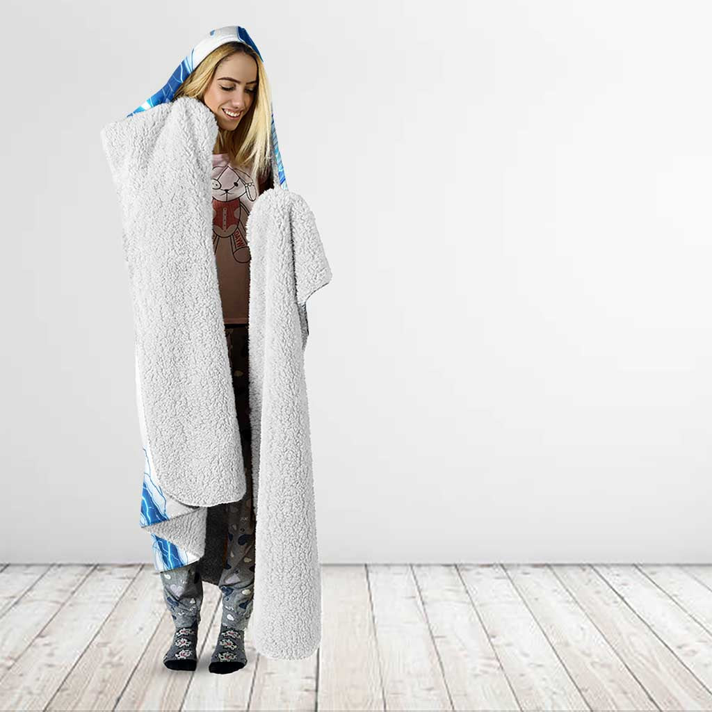 Koga Inuyasha Series Hooded Blanket Electric Storm Anime Style with Blue Wolf Spirit