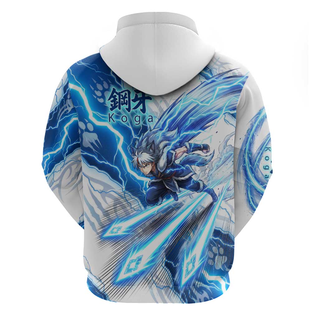 Koga Inuyasha Series Hoodie Electric Storm Anime Style with Blue Wolf Spirit