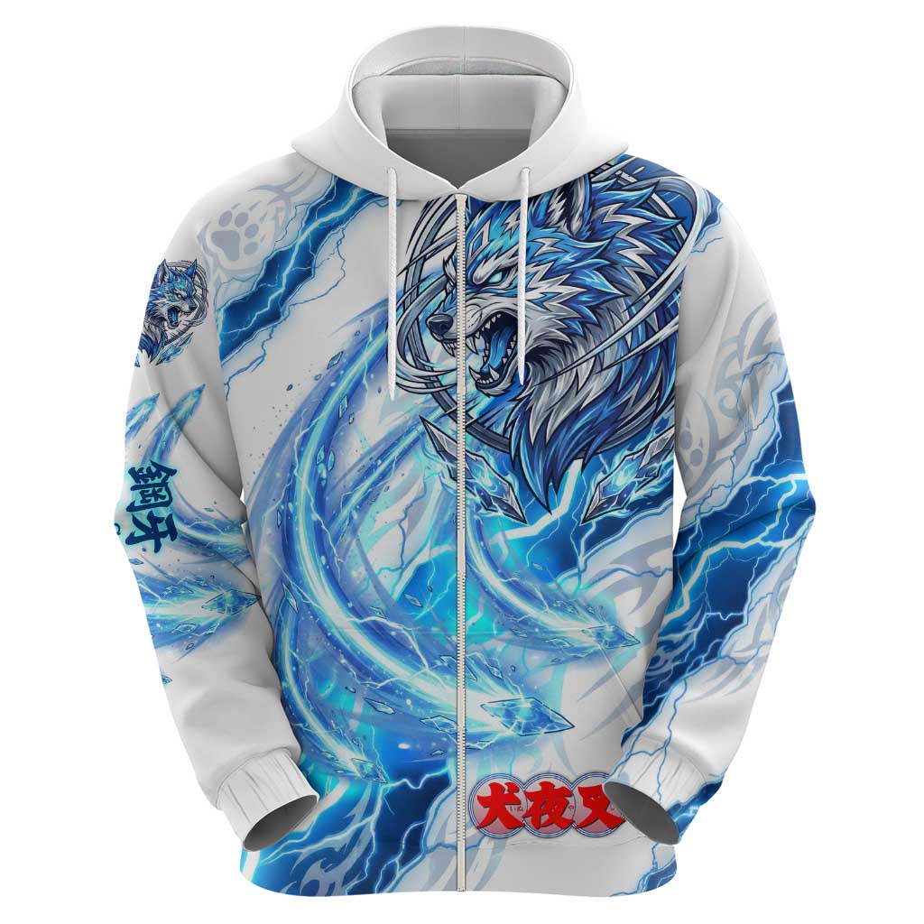 Koga Inuyasha Series Hoodie Electric Storm Anime Style with Blue Wolf Spirit