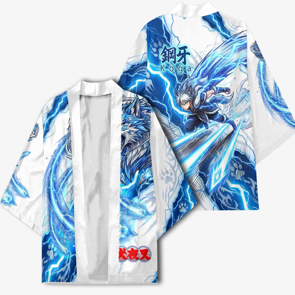 Koga Inuyasha Series Kimono Electric Storm Anime Style with Blue Wolf Spirit