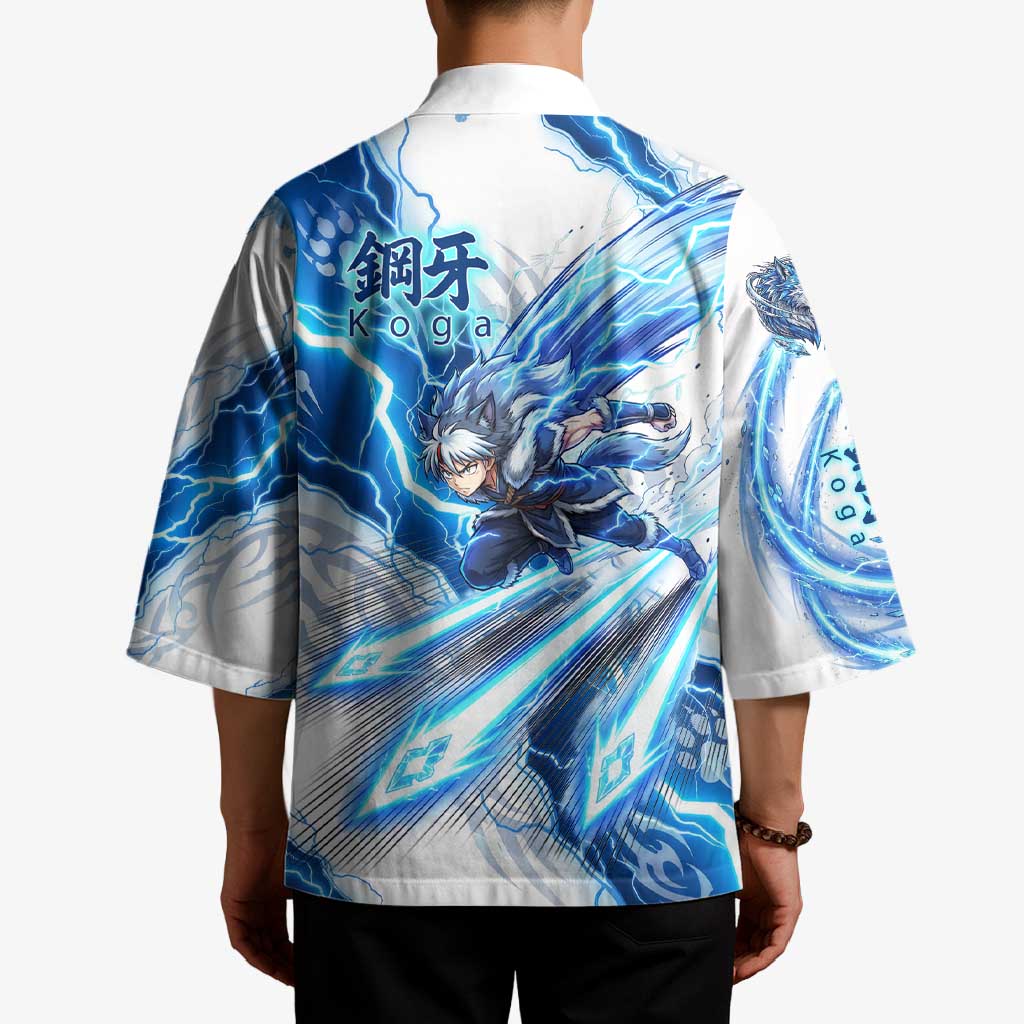 Koga Inuyasha Series Kimono Electric Storm Anime Style with Blue Wolf Spirit