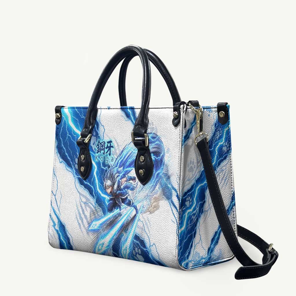 Koga Inuyasha Series Leather Bag Electric Storm Anime Style with Blue Wolf Spirit