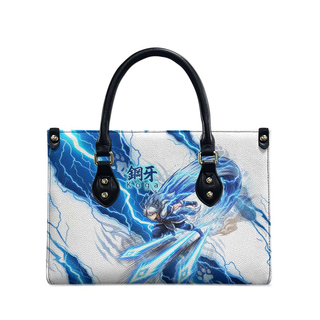 Koga Inuyasha Series Leather Bag Electric Storm Anime Style with Blue Wolf Spirit