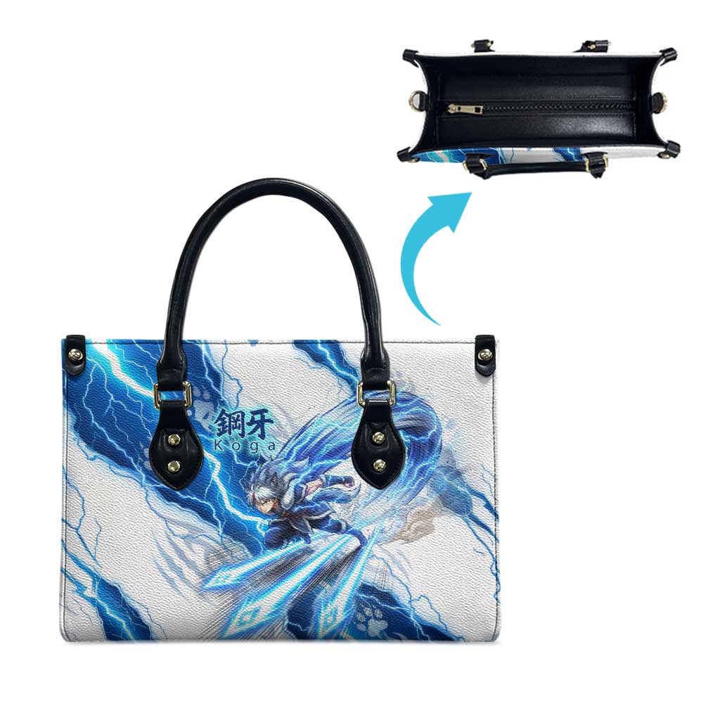 Koga Inuyasha Series Leather Bag Electric Storm Anime Style with Blue Wolf Spirit