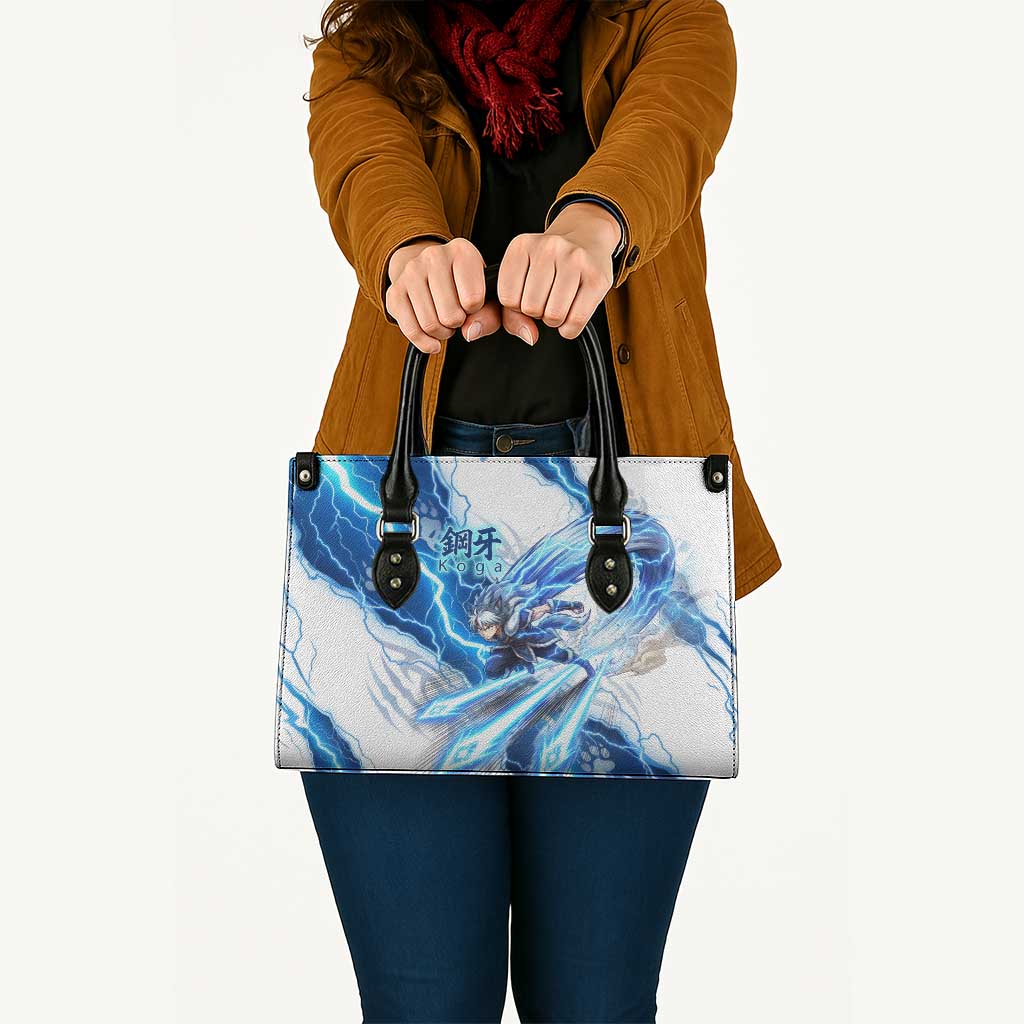 Koga Inuyasha Series Leather Bag Electric Storm Anime Style with Blue Wolf Spirit
