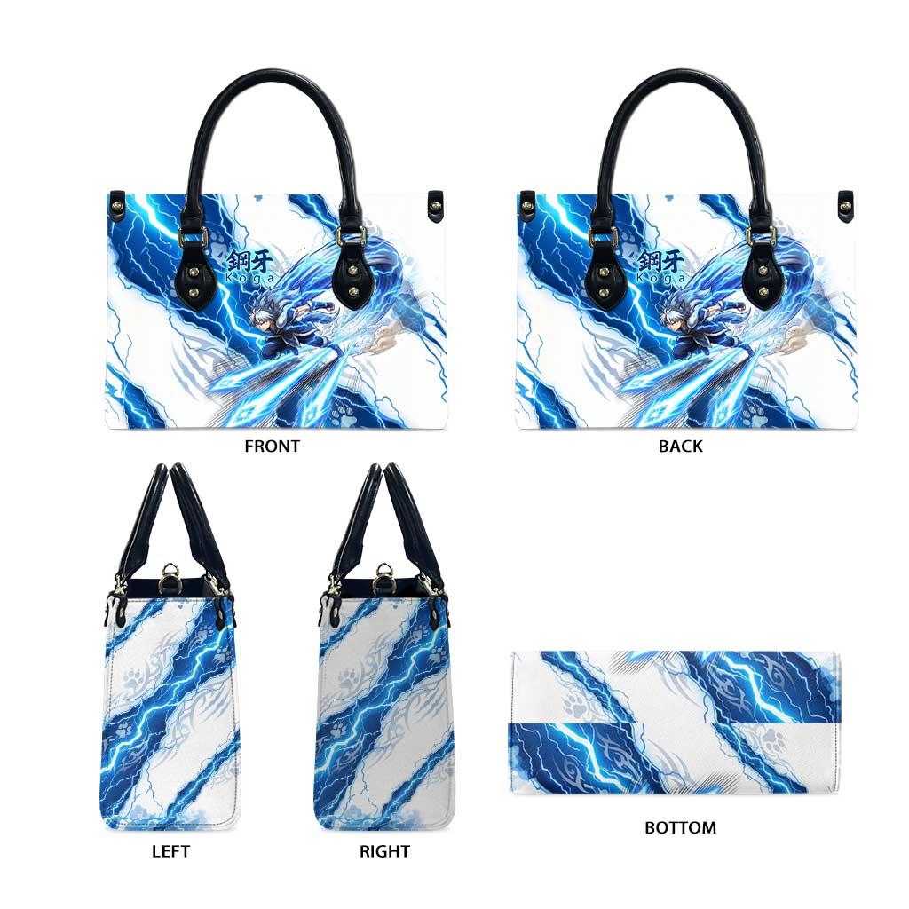 Koga Inuyasha Series Leather Bag Electric Storm Anime Style with Blue Wolf Spirit