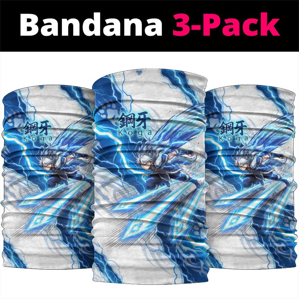Koga Inuyasha Series Neck Gaiter Electric Storm Anime Style with Blue Wolf Spirit
