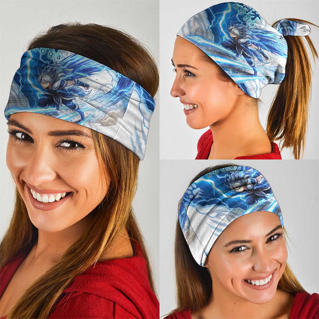 Koga Inuyasha Series Neck Gaiter Electric Storm Anime Style with Blue Wolf Spirit