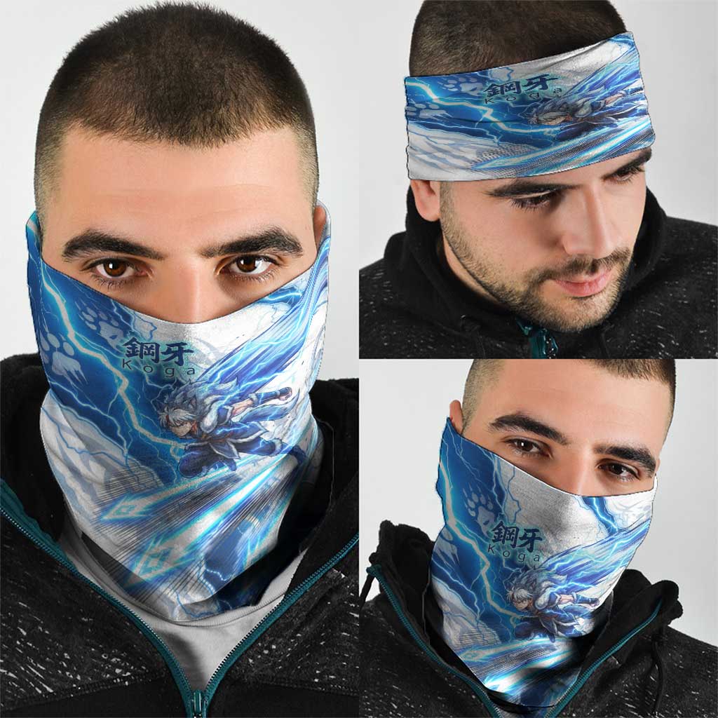 Koga Inuyasha Series Neck Gaiter Electric Storm Anime Style with Blue Wolf Spirit