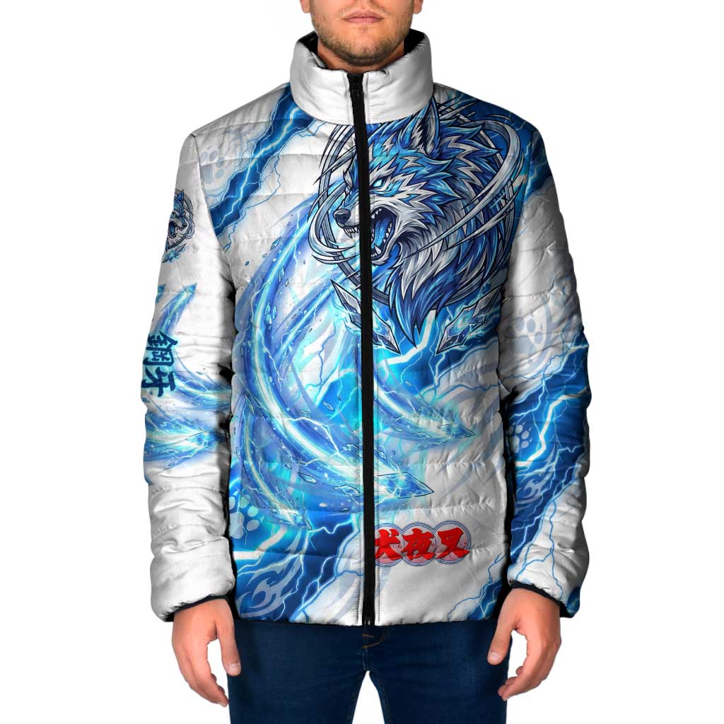 Koga Inuyasha Series Padded Jacket Electric Storm Anime Style with Blue Wolf Spirit