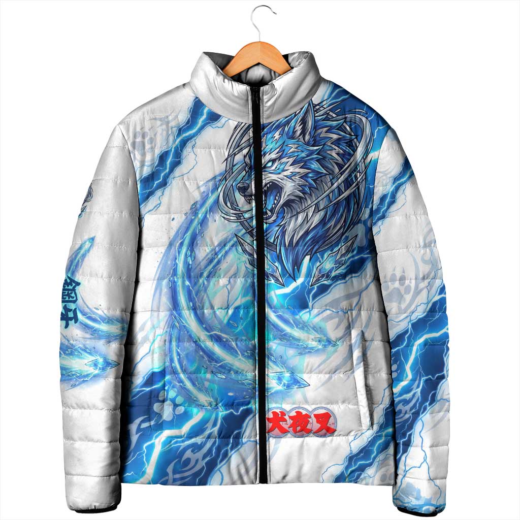 Koga Inuyasha Series Padded Jacket Electric Storm Anime Style with Blue Wolf Spirit