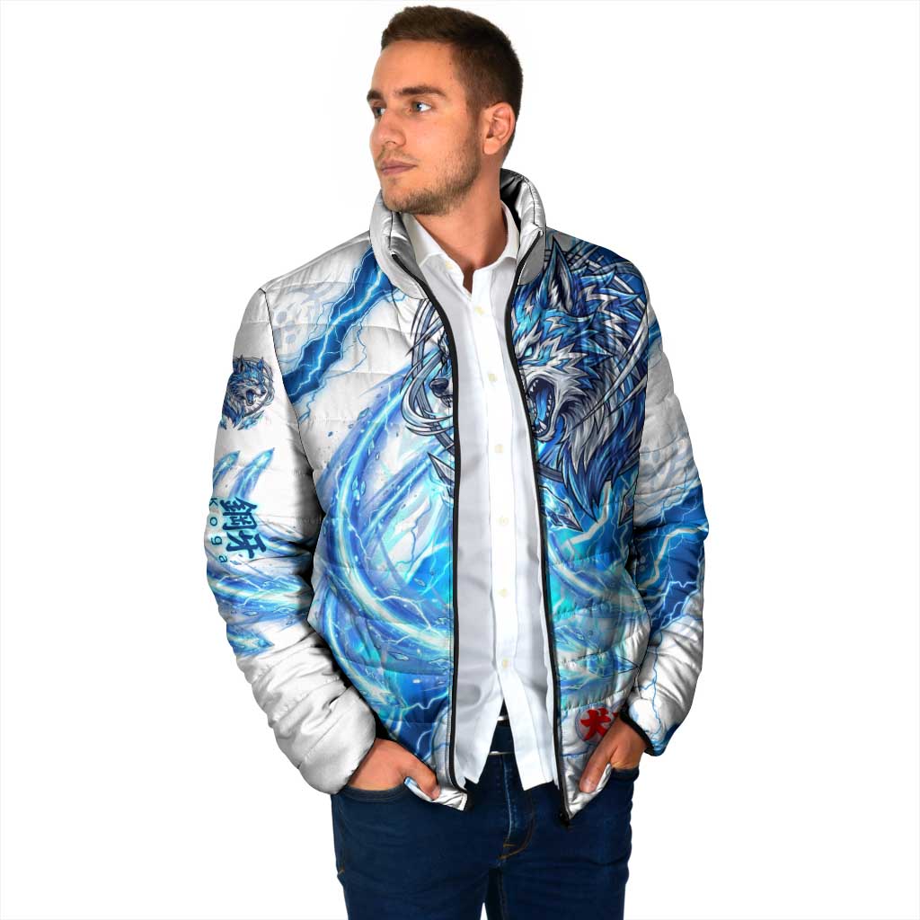 Koga Inuyasha Series Padded Jacket Electric Storm Anime Style with Blue Wolf Spirit