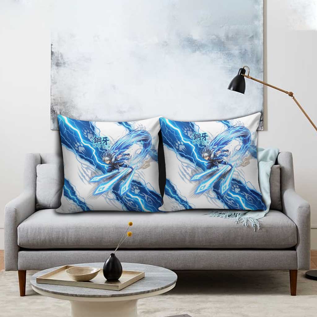 Koga Inuyasha Series Pillow Cover Electric Storm Anime Style with Blue Wolf Spirit