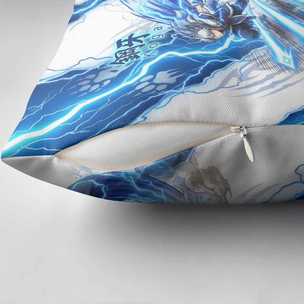 Koga Inuyasha Series Pillow Cover Electric Storm Anime Style with Blue Wolf Spirit
