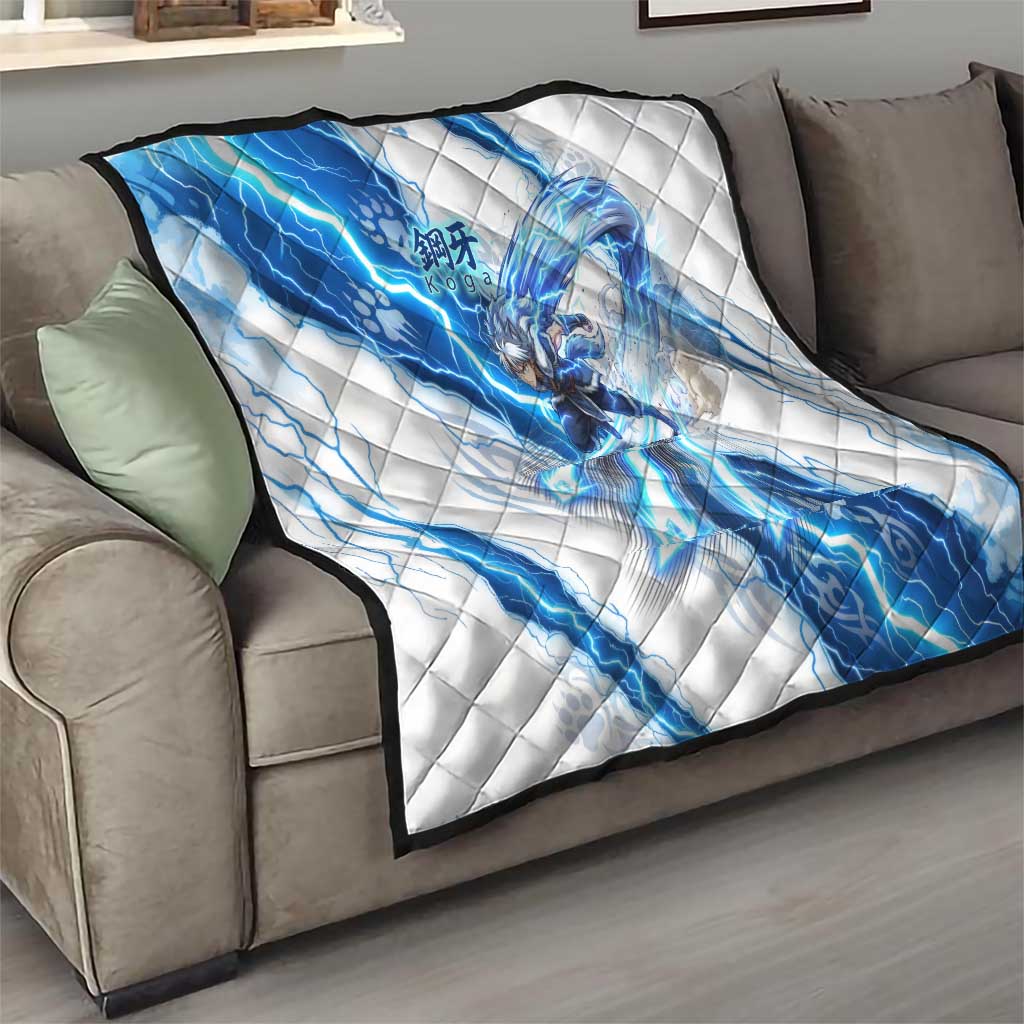 Koga Inuyasha Series Quilt Electric Storm Anime Style with Blue Wolf Spirit
