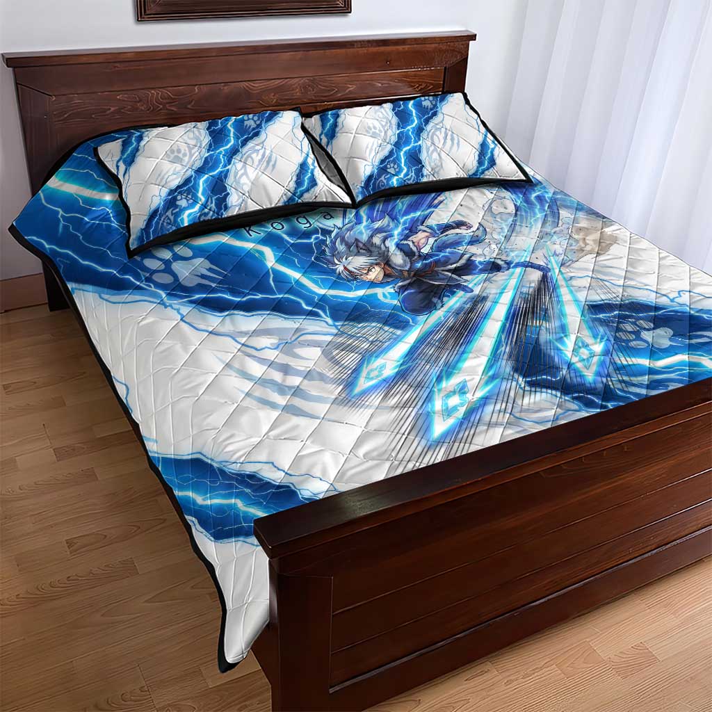 Koga Inuyasha Series Quilt Bed Set Electric Storm Anime Style with Blue Wolf Spirit