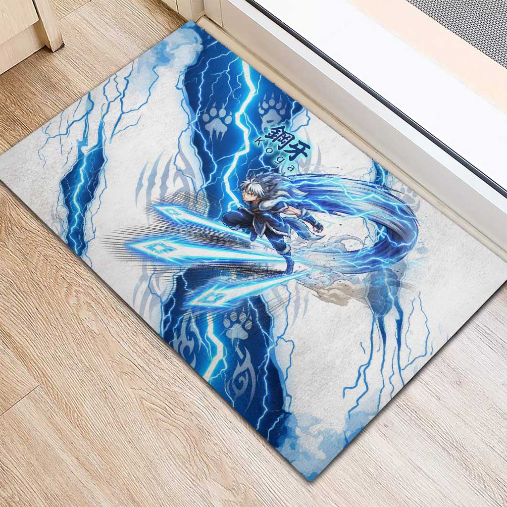 Koga Inuyasha Series Rubber Doormat Electric Storm Anime Style with Blue Wolf Spirit