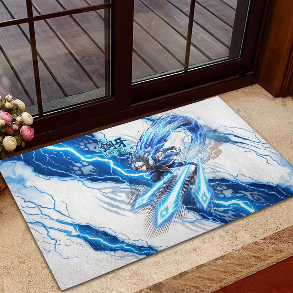 Koga Inuyasha Series Rubber Doormat Electric Storm Anime Style with Blue Wolf Spirit