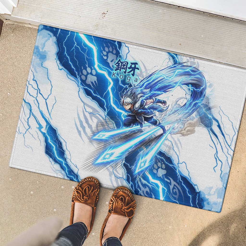 Koga Inuyasha Series Rubber Doormat Electric Storm Anime Style with Blue Wolf Spirit