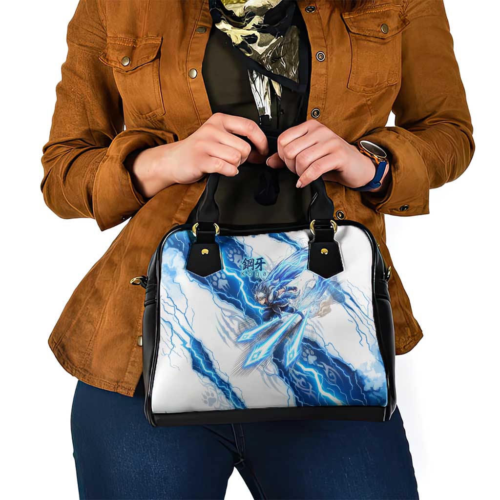 Koga Inuyasha Series Shoulder Handbag Electric Storm Anime Style with Blue Wolf Spirit