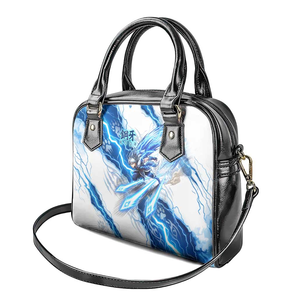 Koga Inuyasha Series Shoulder Handbag Electric Storm Anime Style with Blue Wolf Spirit