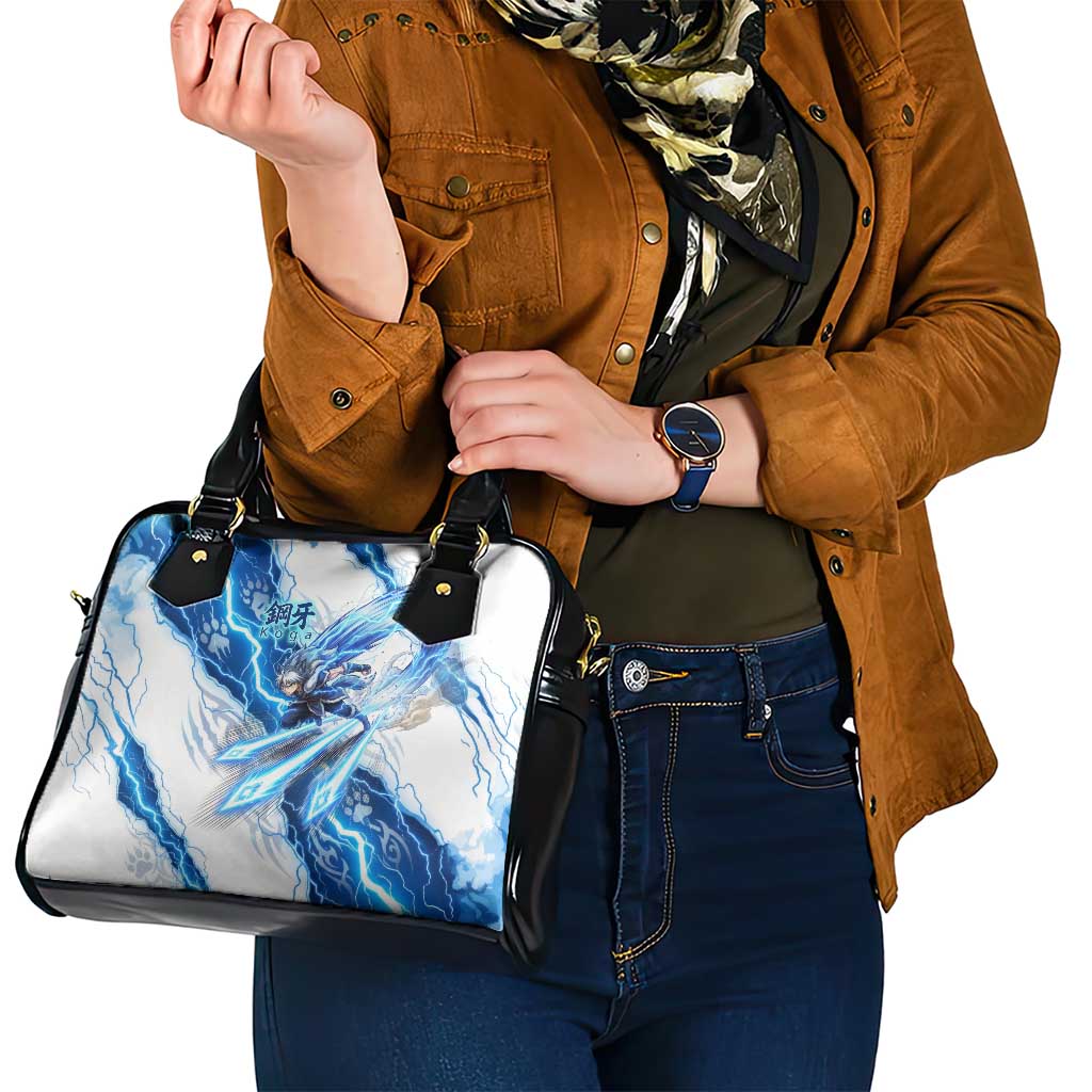 Koga Inuyasha Series Shoulder Handbag Electric Storm Anime Style with Blue Wolf Spirit