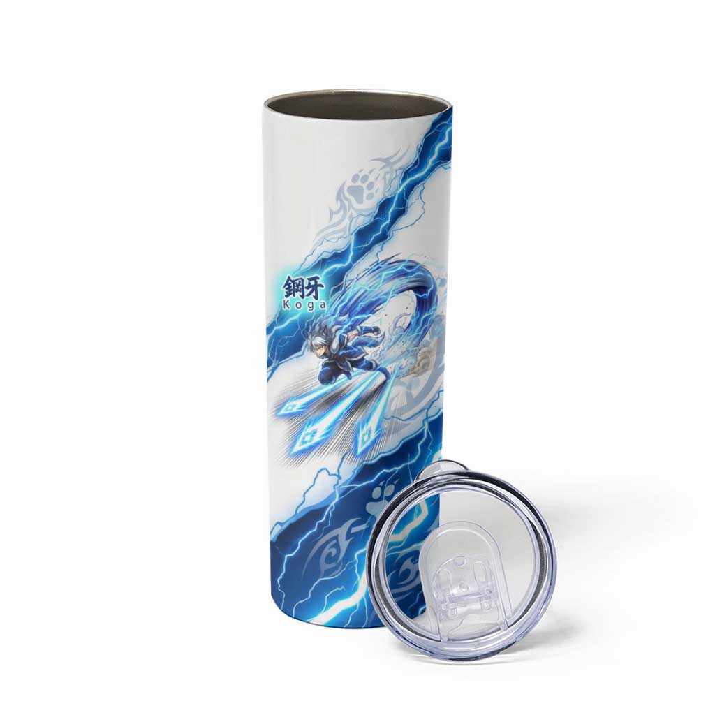 Koga Inuyasha Series Skinny Tumbler Electric Storm Anime Style with Blue Wolf Spirit