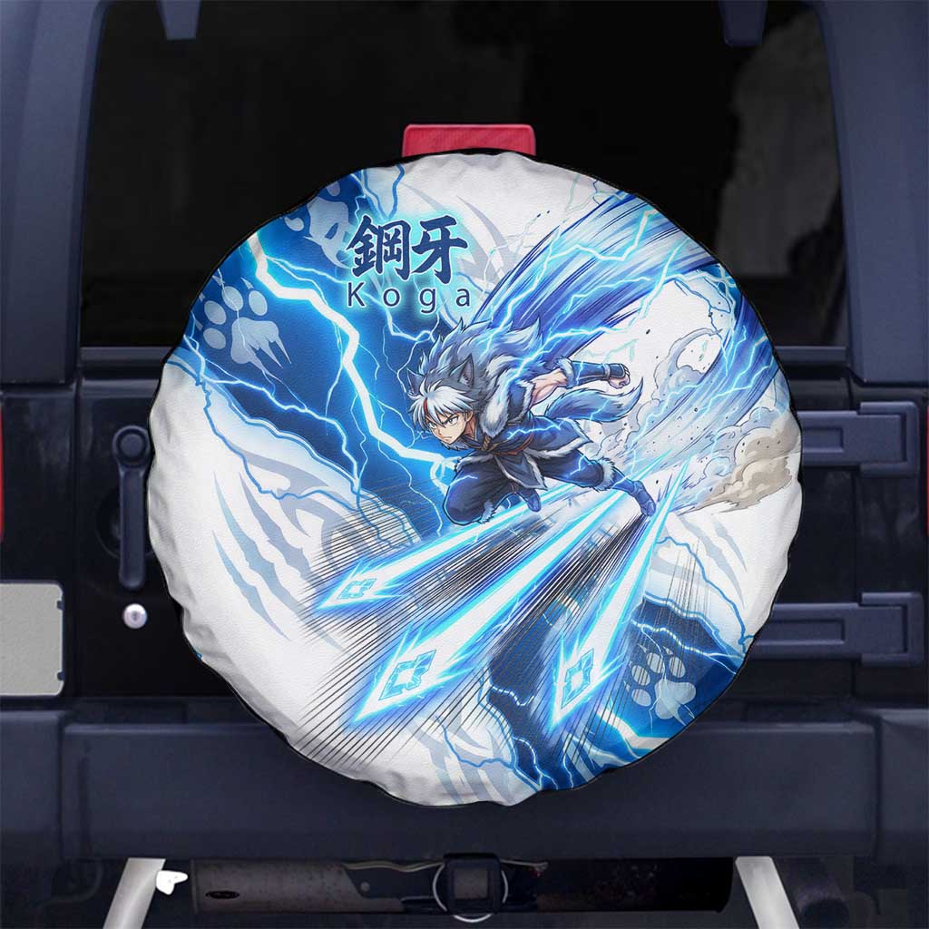 Koga Inuyasha Series Spare Tire Cover Electric Storm Anime Style with Blue Wolf Spirit