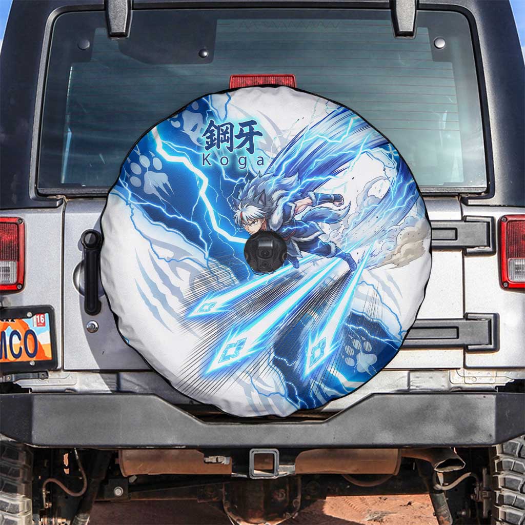 Koga Inuyasha Series Spare Tire Cover Electric Storm Anime Style with Blue Wolf Spirit