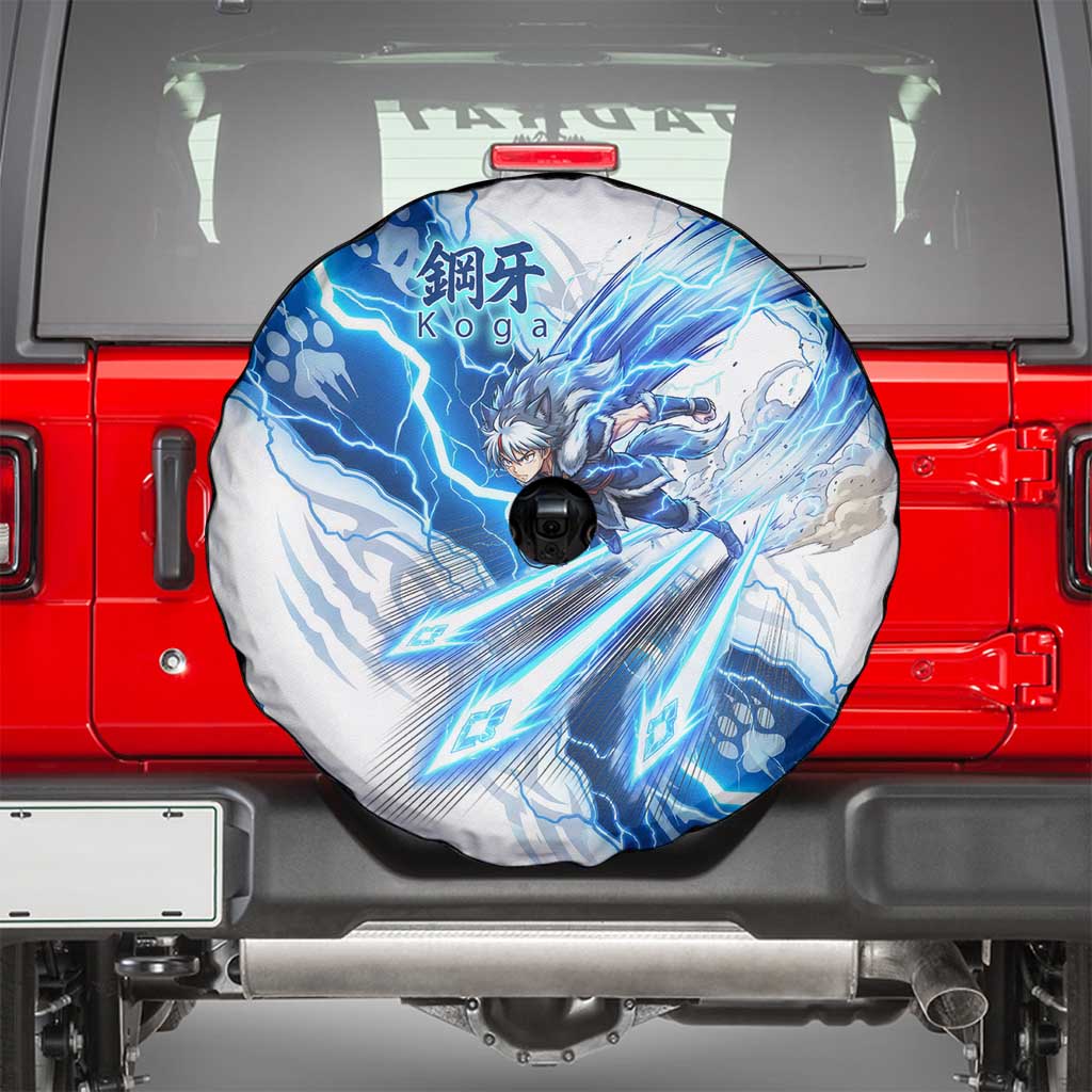 Koga Inuyasha Series Spare Tire Cover Electric Storm Anime Style with Blue Wolf Spirit