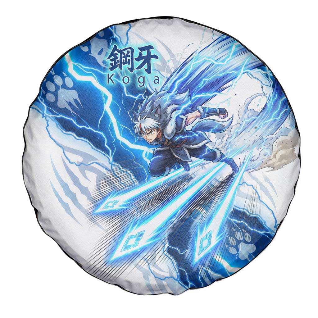 Koga Inuyasha Series Spare Tire Cover Electric Storm Anime Style with Blue Wolf Spirit