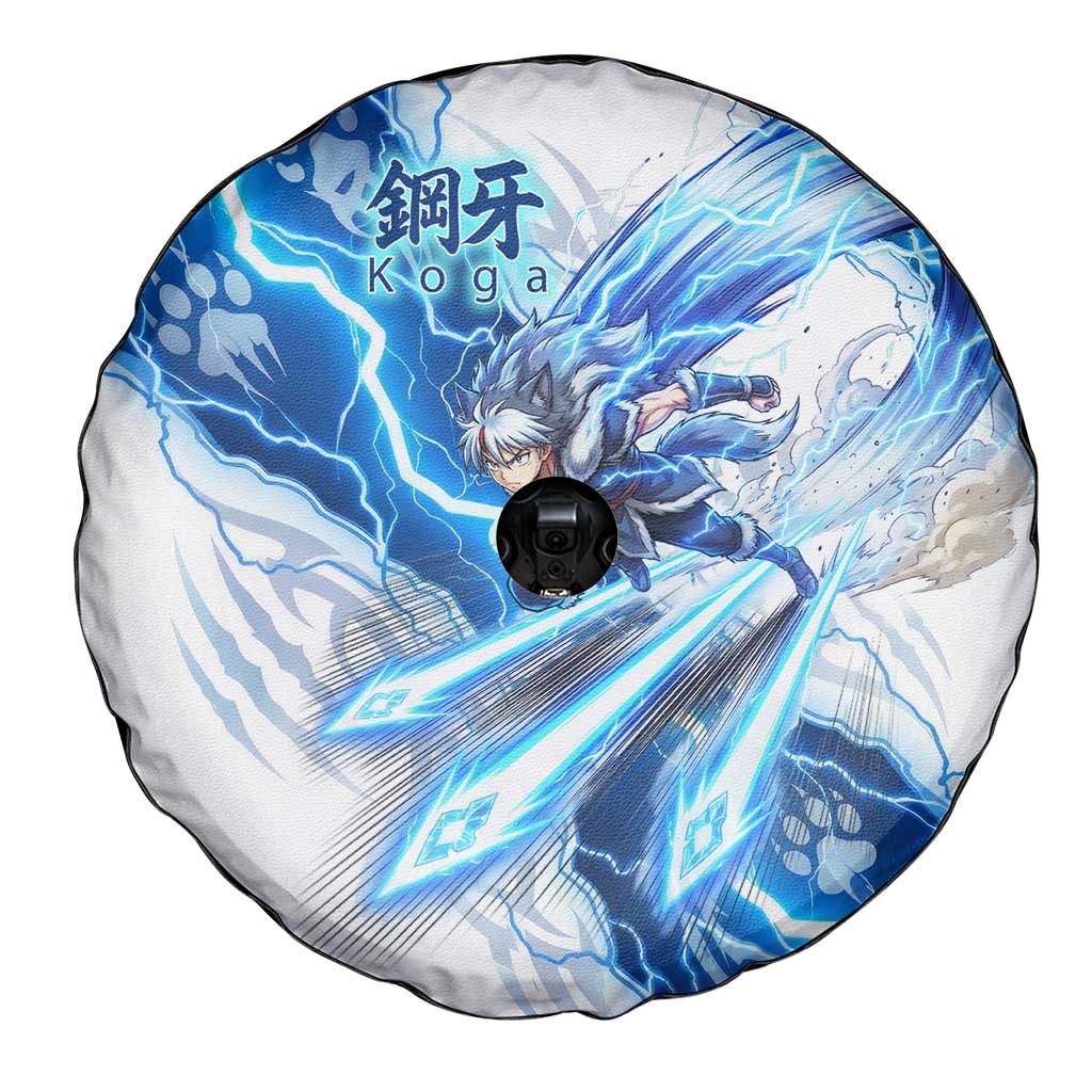 Koga Inuyasha Series Spare Tire Cover Electric Storm Anime Style with Blue Wolf Spirit