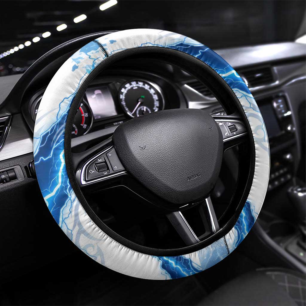 Koga Inuyasha Series Steering Wheel Cover Electric Storm Anime Style with Blue Wolf Spirit