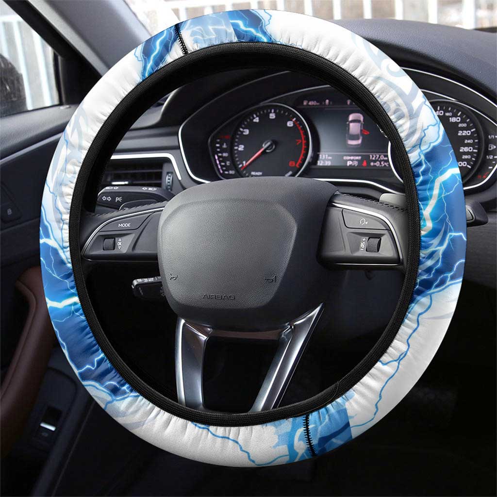 Koga Inuyasha Series Steering Wheel Cover Electric Storm Anime Style with Blue Wolf Spirit