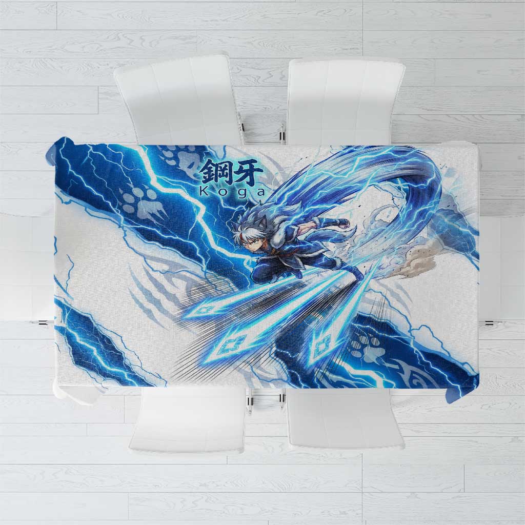 Koga Inuyasha Series Tablecloth Electric Storm Anime Style with Blue Wolf Spirit