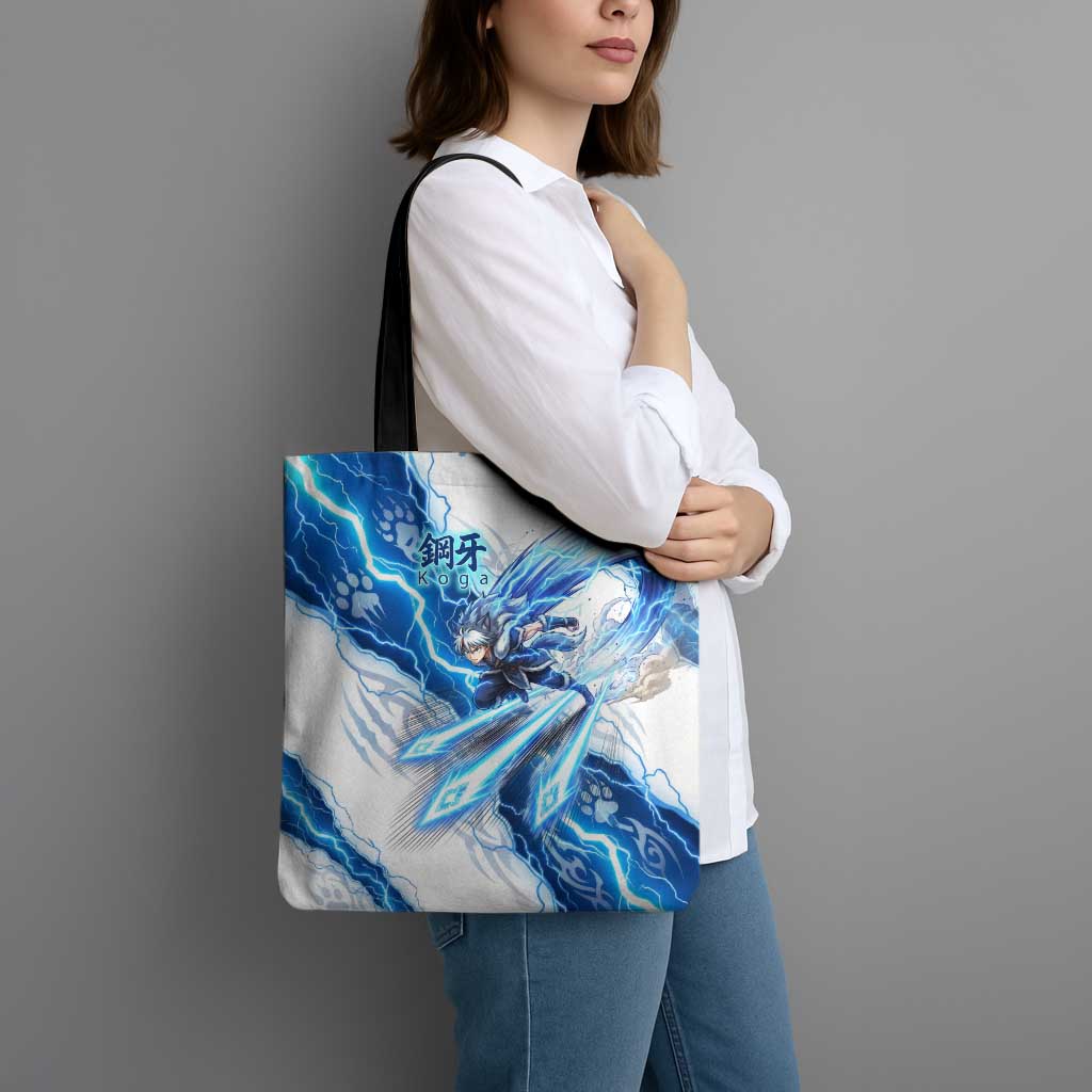 Koga Inuyasha Series Tote Bag Electric Storm Anime Style with Blue Wolf Spirit