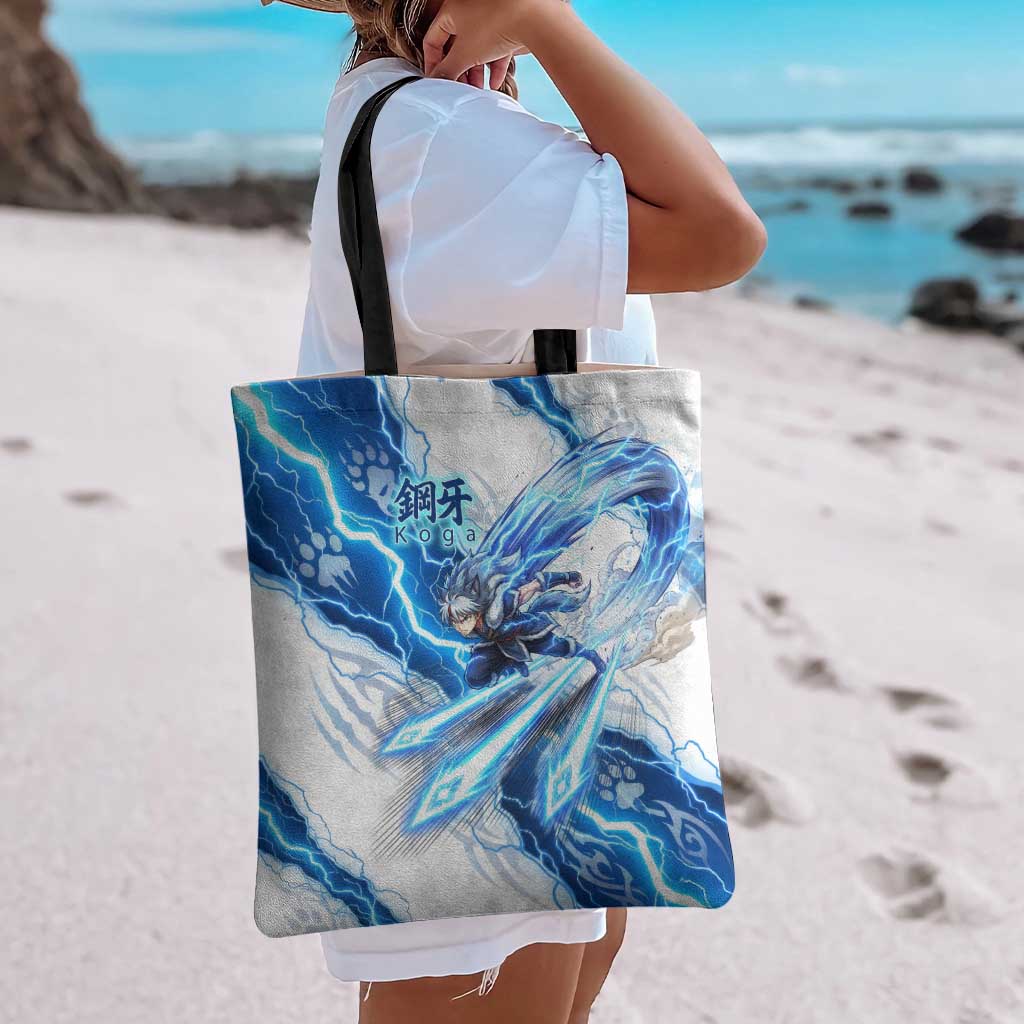 Koga Inuyasha Series Tote Bag Electric Storm Anime Style with Blue Wolf Spirit