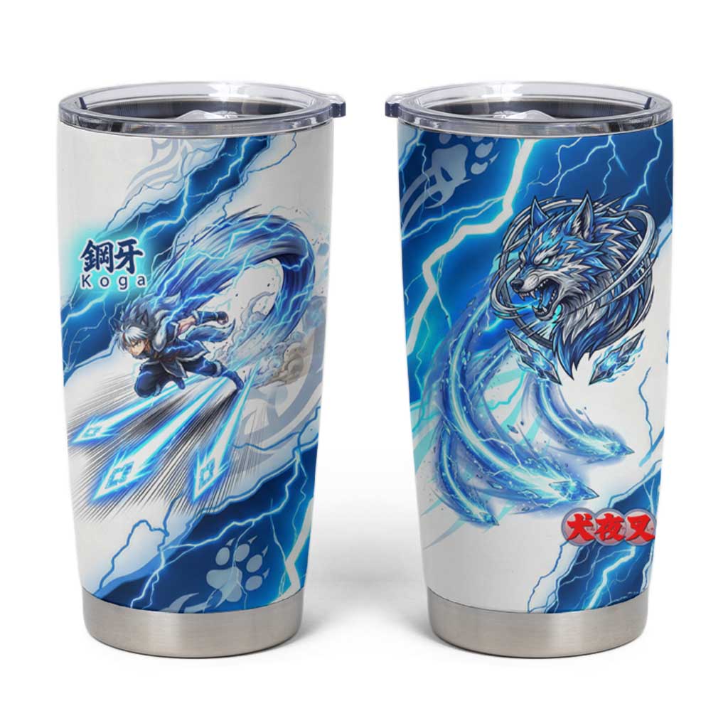 Koga Inuyasha Series Tumbler Cup Electric Storm Anime Style with Blue Wolf Spirit