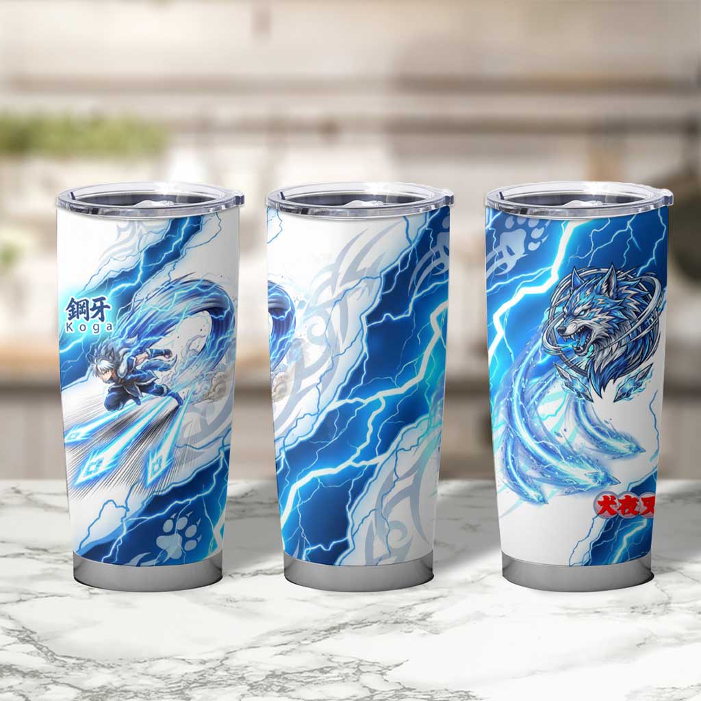Koga Inuyasha Series Tumbler Cup Electric Storm Anime Style with Blue Wolf Spirit