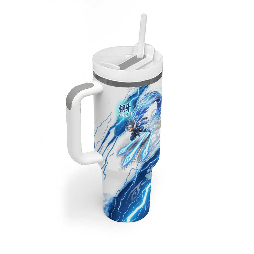 Koga Inuyasha Series Tumbler With Handle Electric Storm Anime Style with Blue Wolf Spirit