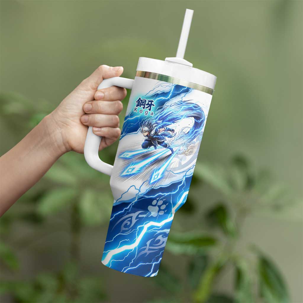 Koga Inuyasha Series Tumbler With Handle Electric Storm Anime Style with Blue Wolf Spirit
