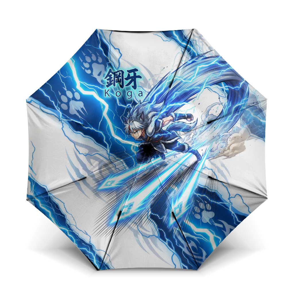 Koga Inuyasha Series Umbrella Electric Storm Anime Style with Blue Wolf Spirit