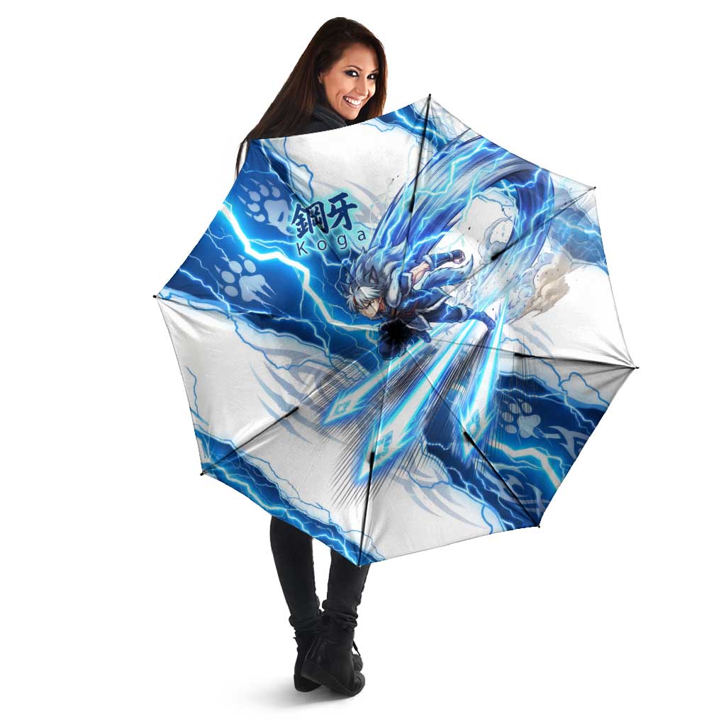 Koga Inuyasha Series Umbrella Electric Storm Anime Style with Blue Wolf Spirit
