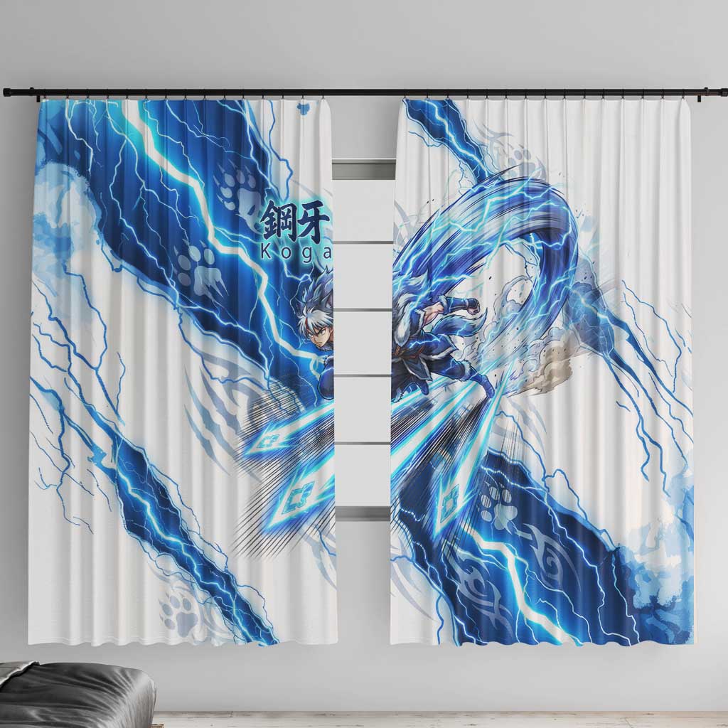 Koga Inuyasha Series Window Curtain Electric Storm Anime Style with Blue Wolf Spirit