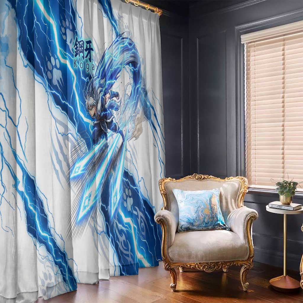 Koga Inuyasha Series Window Curtain Electric Storm Anime Style with Blue Wolf Spirit