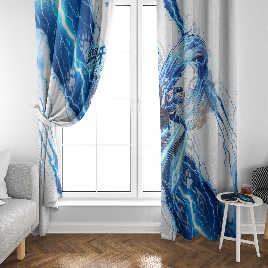 Koga Inuyasha Series Window Curtain Electric Storm Anime Style with Blue Wolf Spirit